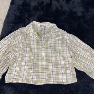 Plaid Button up crop top